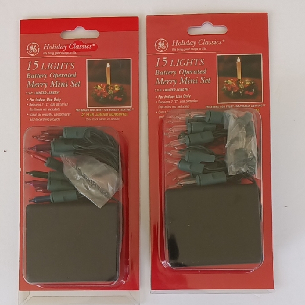 GE Holiday Classics Battery Operated 15 Light Set -- Set of 2